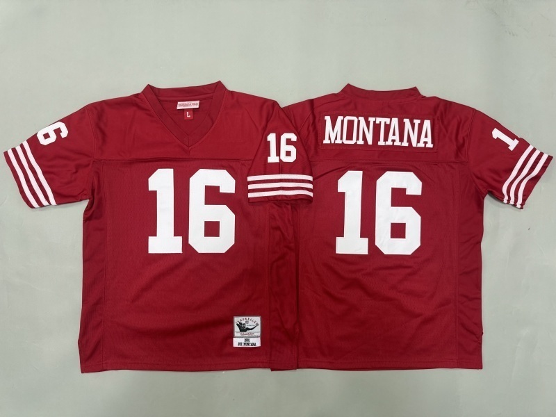 Youth San Francisco 49ers #16 Montana Red Throwback Limited Nike NFL Jersey 01